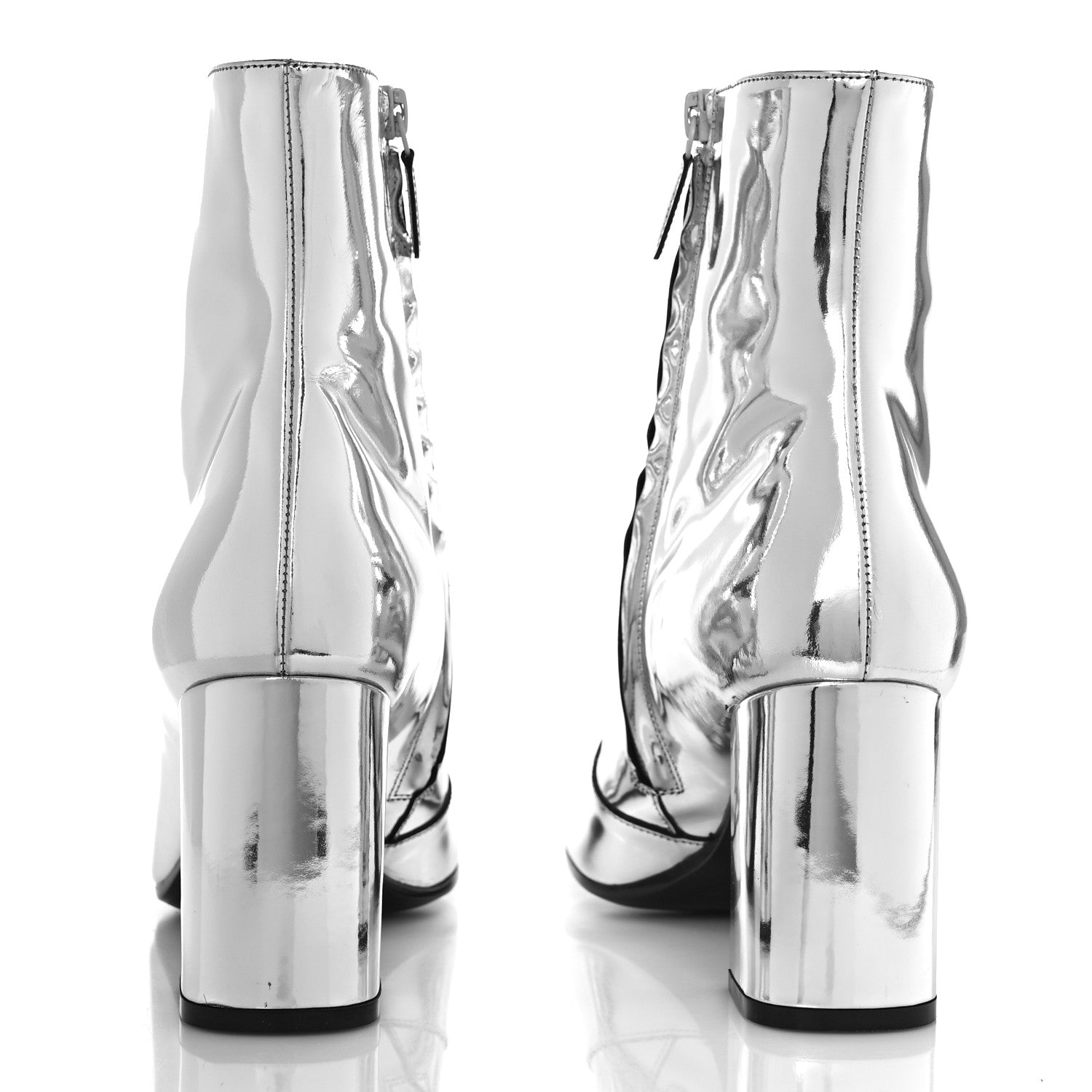 Balenciaga Miroir Calfskin Ankle Booties 39 Argent 5 of 9
