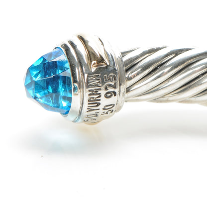 David Yurman Sterling Silver 14K Yellow Gold Blue Topaz 5mm Cable Classics Bracelet 4 of 5