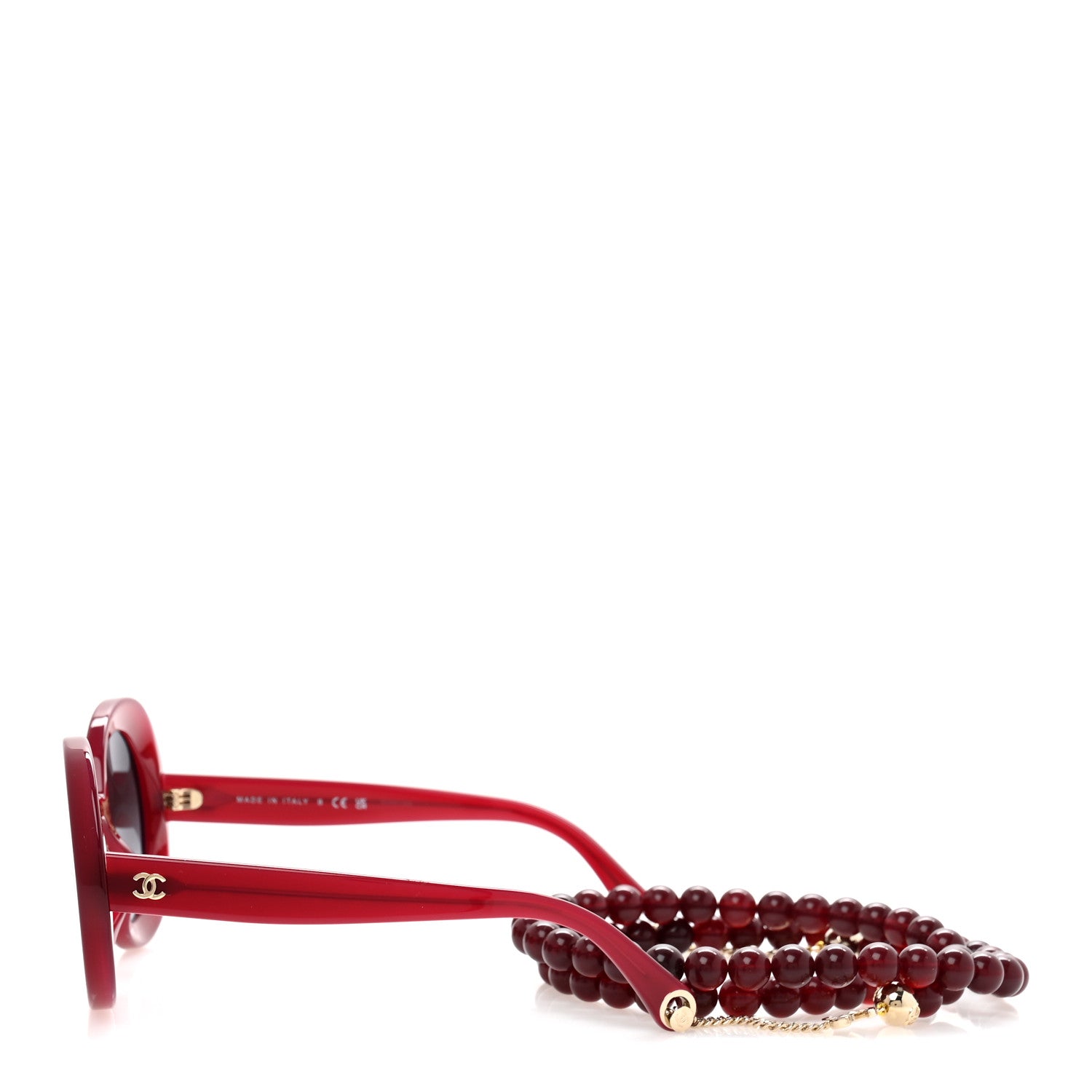 Chanel Acetate Round Chain Sunglasses 5489-A Burgundy 3 of 8