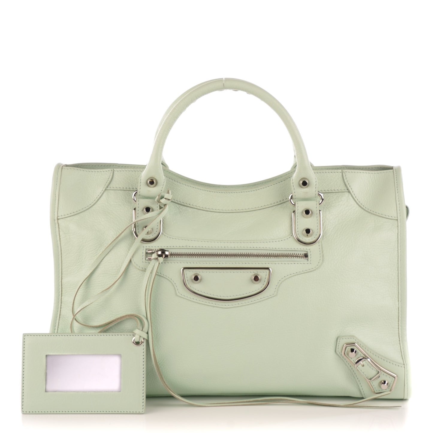 Chevre Silver Metallic Edge Hardware City Vert Anis