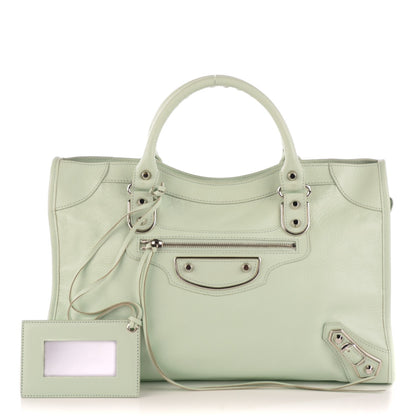 Balenciaga Chevre Silver Metallic Edge Hardware City Vert Anis 1 of 9