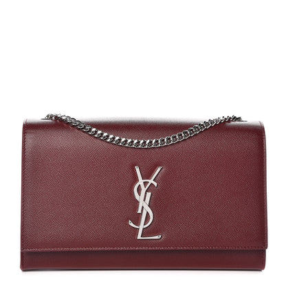 Saint Laurent Grain De Poudre Medium Monogram Kate Satchel Dark Red 1 of 7