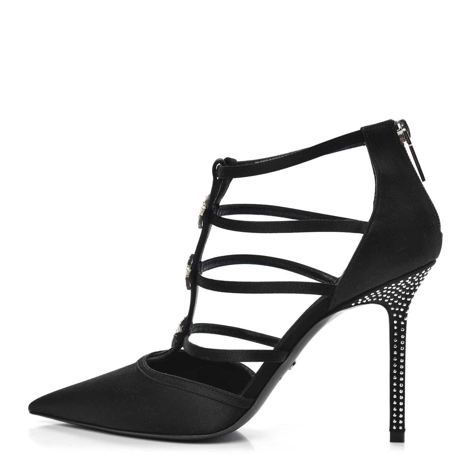 Christian Dior Satin Crystal Star Strap Sandals 38.5 Black 1 of 9