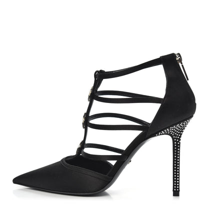 Christian Dior Satin Crystal Star Strap Sandals 38.5 Black 1 of 9