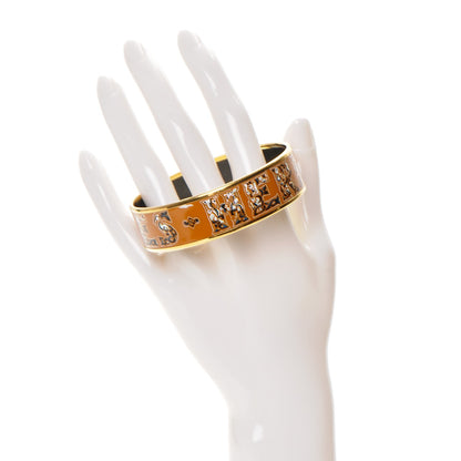 Hermes Enamel Printed Alphabet Russe Wide Bracelet 70 Potiron 2 of 5