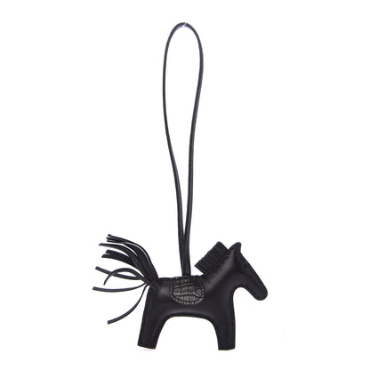 Hermes Milo Lambskin Matte Alligator Touch Grigri Rodeo Horse Bag Charm PM So Black 1 of 4