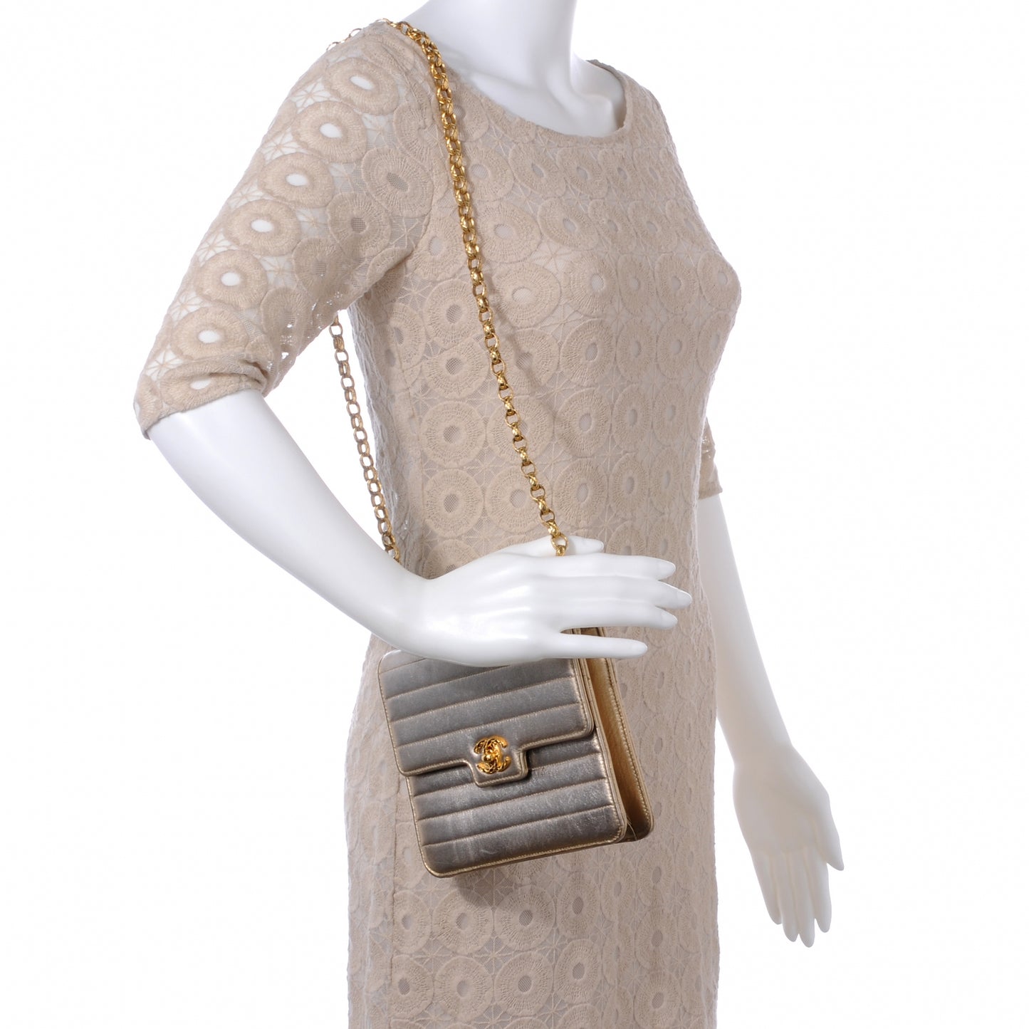 Lambskin Horizontal Quilted Mini Flap Metallic