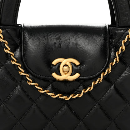 Chanel Shiny Aged Calfskin Quilted Nano Kelly Shopper Black 8 of 10