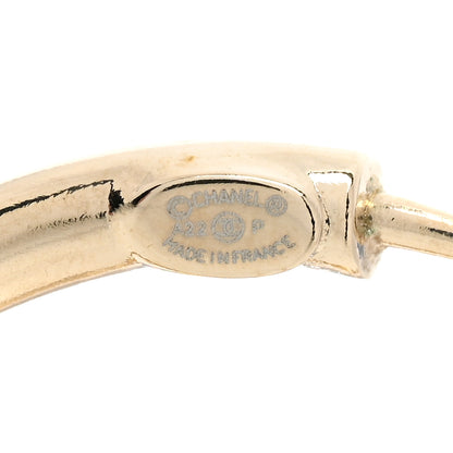 Chanel Metal Textured CC Hoop Earrings Gold 4 of 5