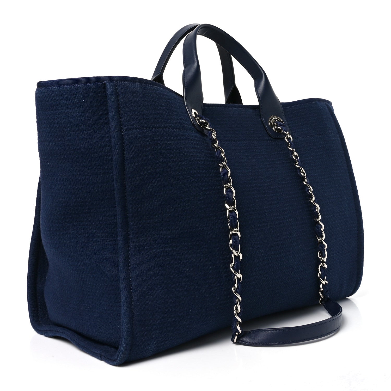 Chanel Mixed Fibers Calfskin Medium Deauville Tote Dark Blue 4 of 13