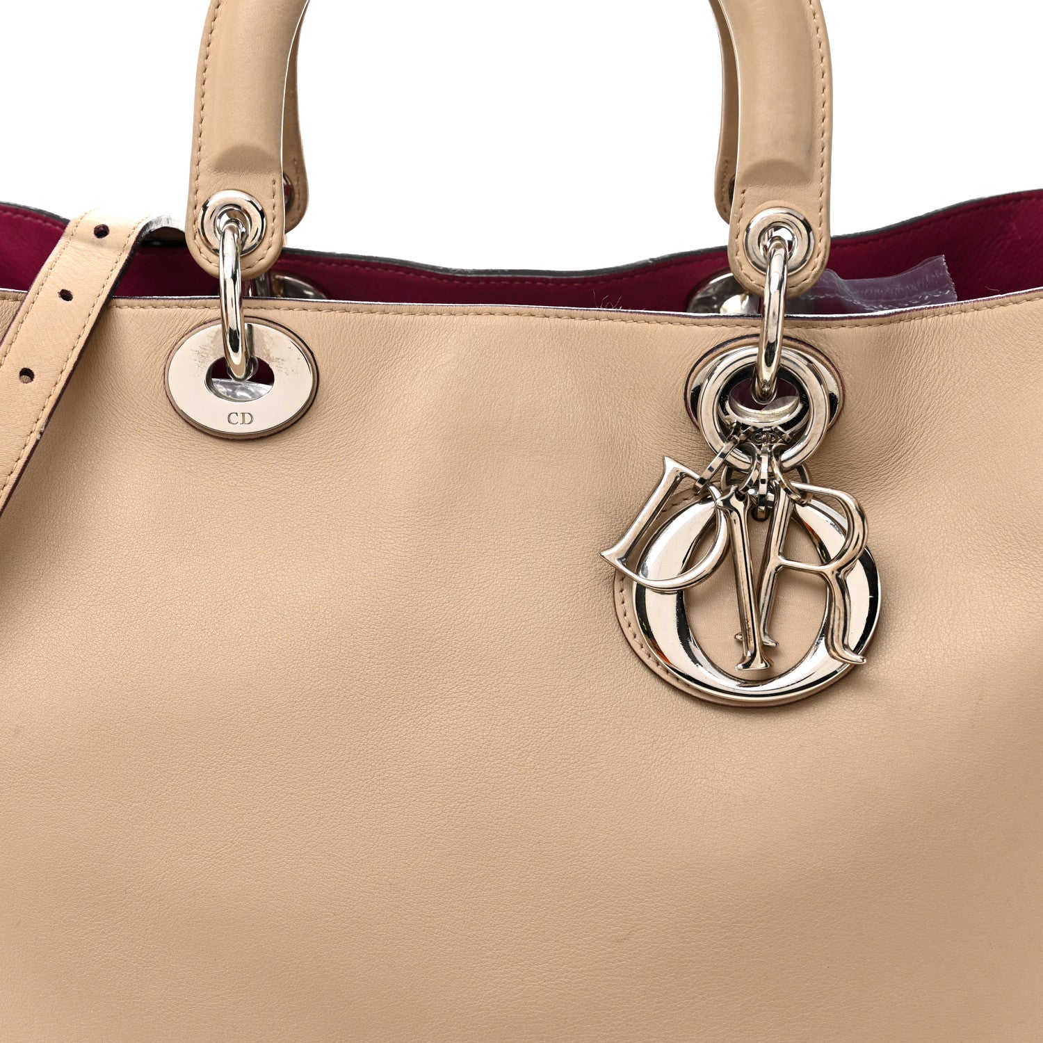 Christian Dior Smooth Calfskin Large Diorissimo Tote Beige Fuchsia 7 of 9