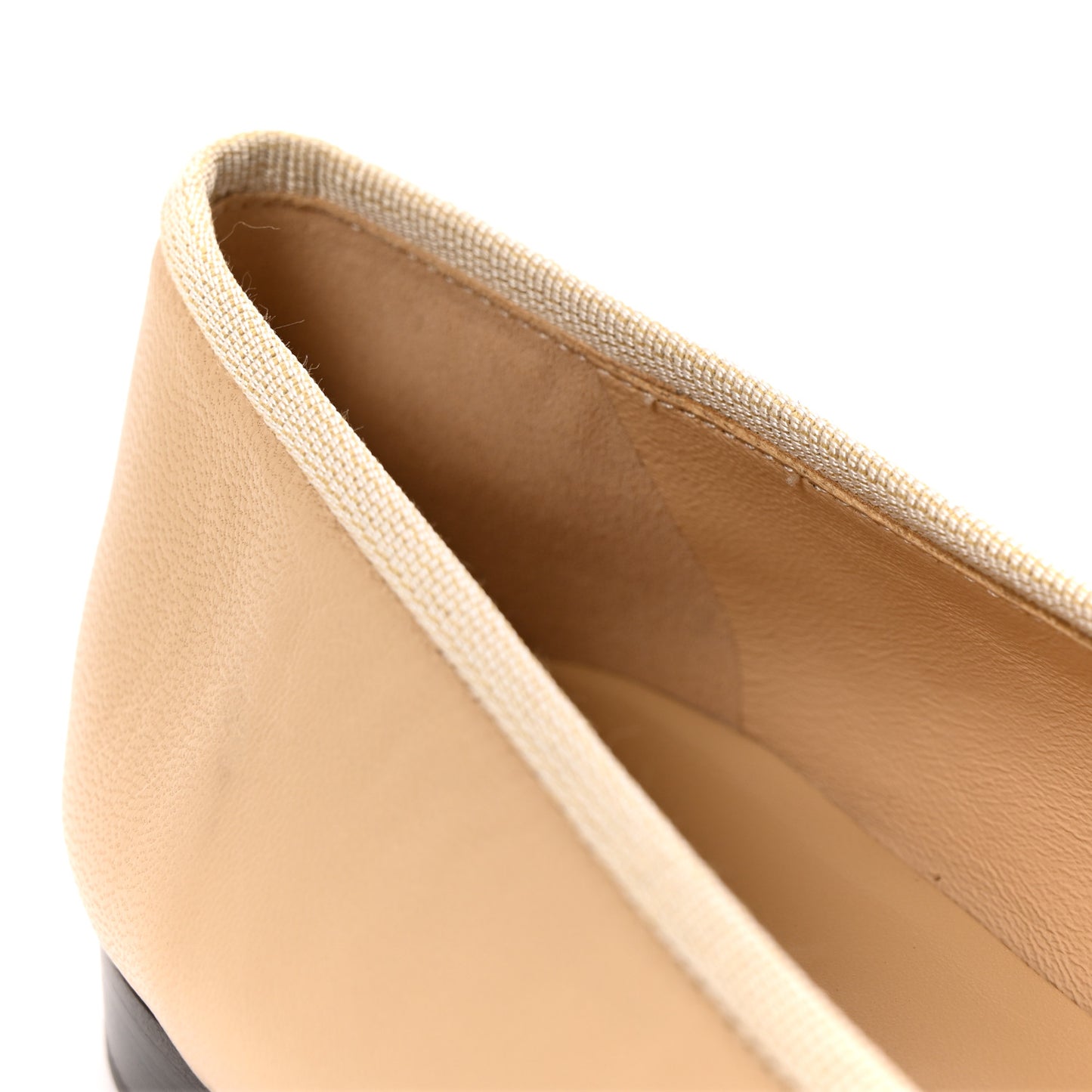 Lambskin Cap Toe CC Ballerina Flats 38 Beige Black