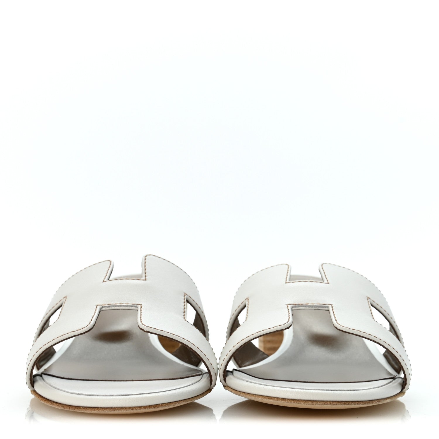 Hermes Calfskin Oasis Sandals 37 White 3 of 10