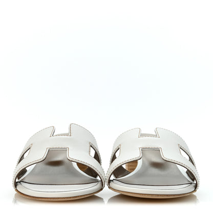 Hermes Calfskin Oasis Sandals 37 White 3 of 10
