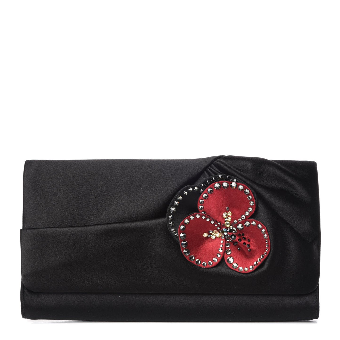 Satin Strass Alice Clutch Black