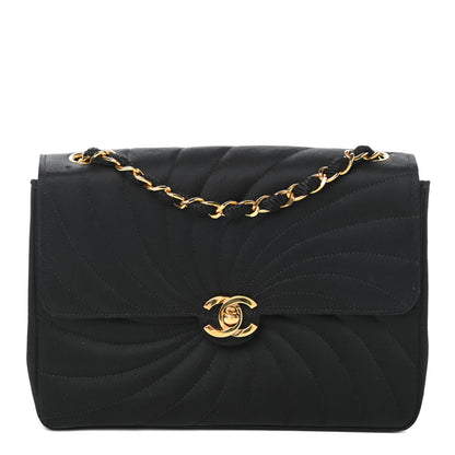 Chanel Satin Flap Shoulder Bag Black 1 of 10