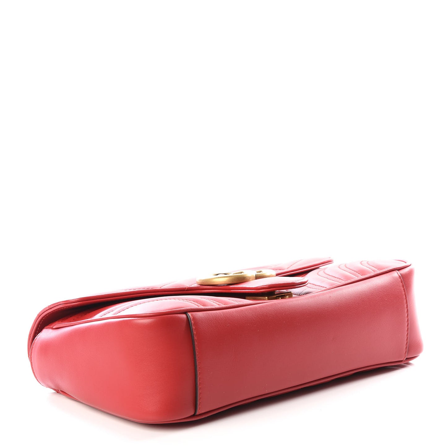 Calfskin Matelasse Small GG Marmont Shoulder Bag Hibiscus Red