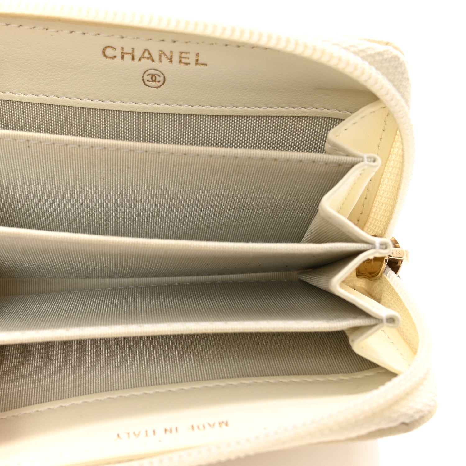 Chanel Caviar Quilted Boy Zip Around Coin Purse Wallet Ivory 5 of 9