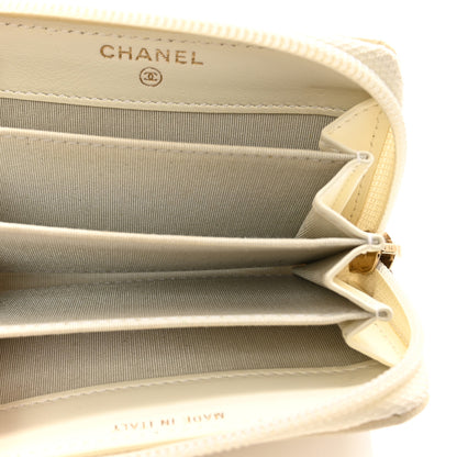 Chanel Caviar Quilted Boy Zip Around Coin Purse Wallet Ivory 5 of 9