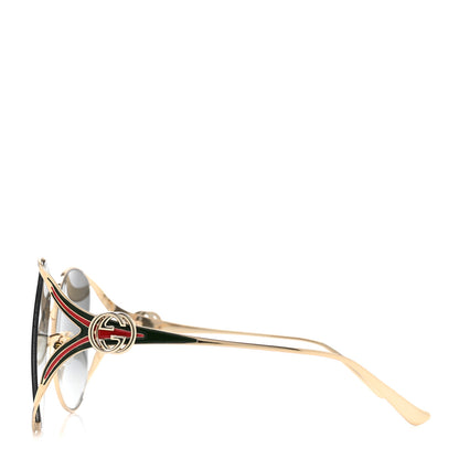 Gucci Metal Oversized Round Frame GG0225S Sunglasses Gold 3 of 6