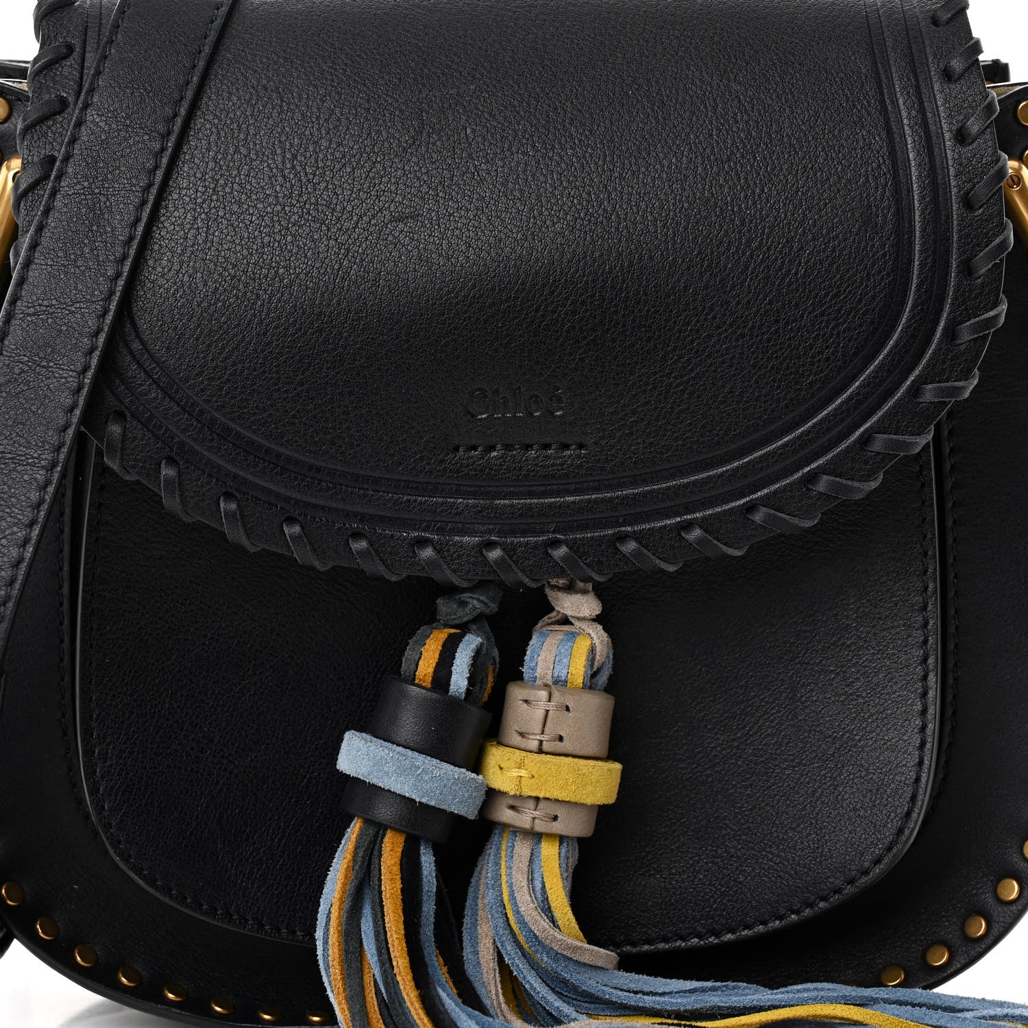 Chloe Suede Calfskin Braided Mini Hudson Shoulder Bag Black 7 of 9