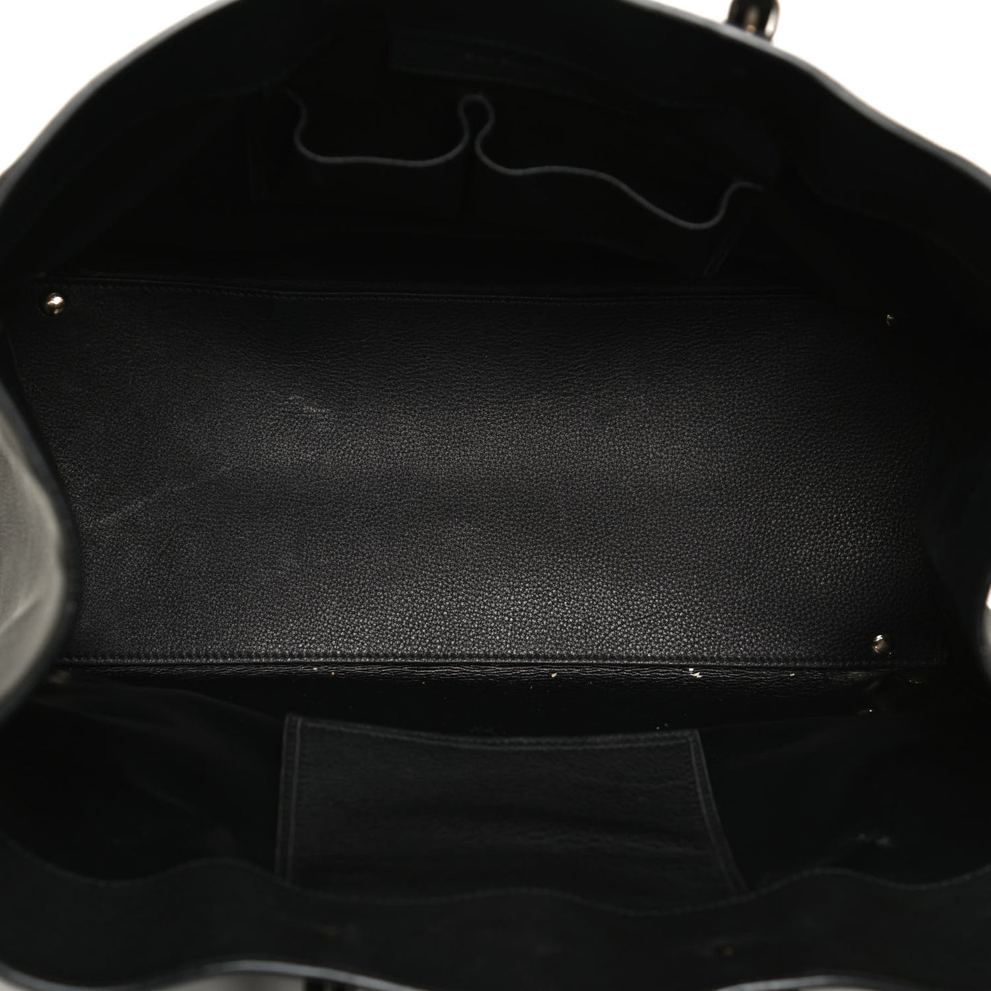 Grained Calfskin Silver Metallic Edge Hardware Papier A4 Tote Black