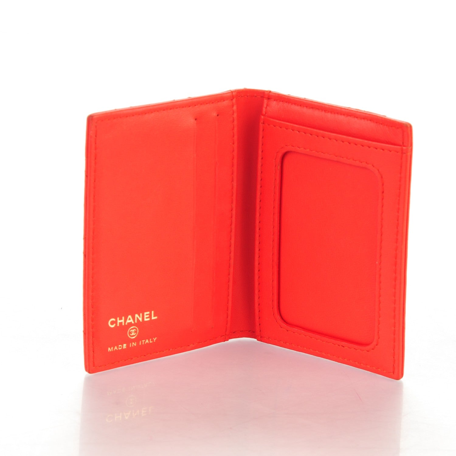 Chanel Lambskin Quilted CC Card Holder Wallet Red 5 of 7