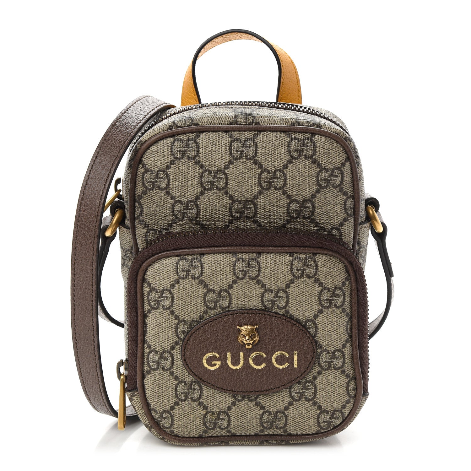 Gucci GG Supreme Monogram Mini Neo Vintage Double Zip Messenger Bag Beige New Acero Crop 1 of 9