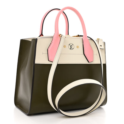 Louis Vuitton Calfskin City Steamer PM Kaki White Magnolia 3 of 11