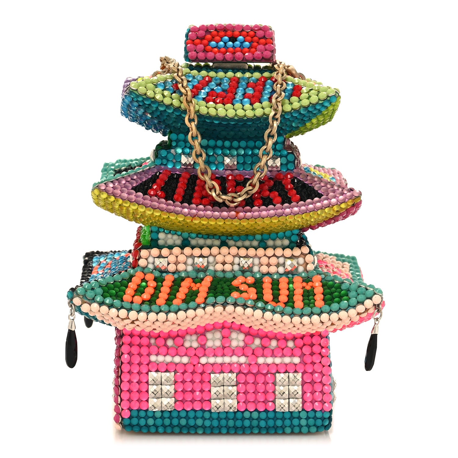 Judith Leiber Crystal Beaded Libertine Loves Leiber Dim Sum Pagoda Minaudiere Clutch Multicolor 1 of 11