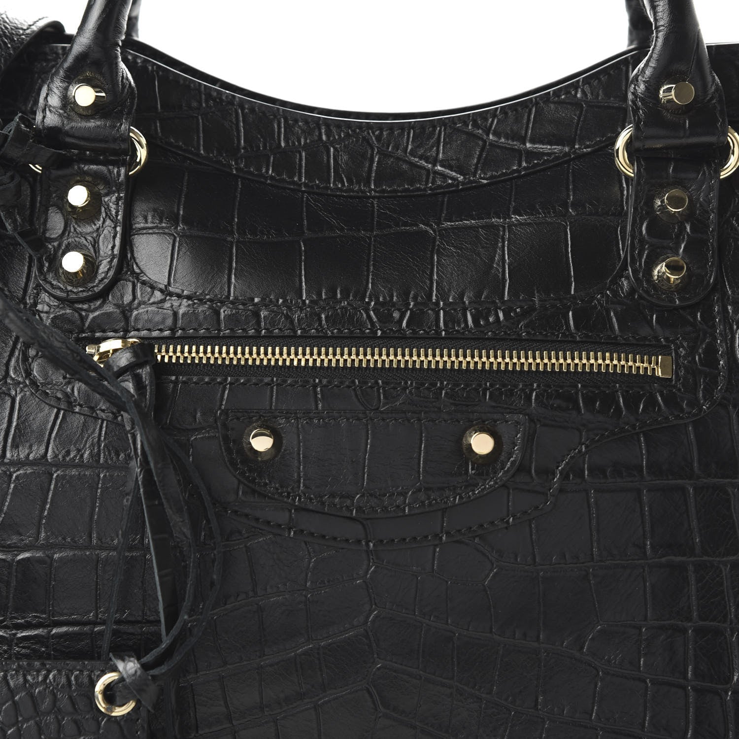 Balenciaga Calfskin Crocodile Embossed Classic Hardware City Black 11 of 11