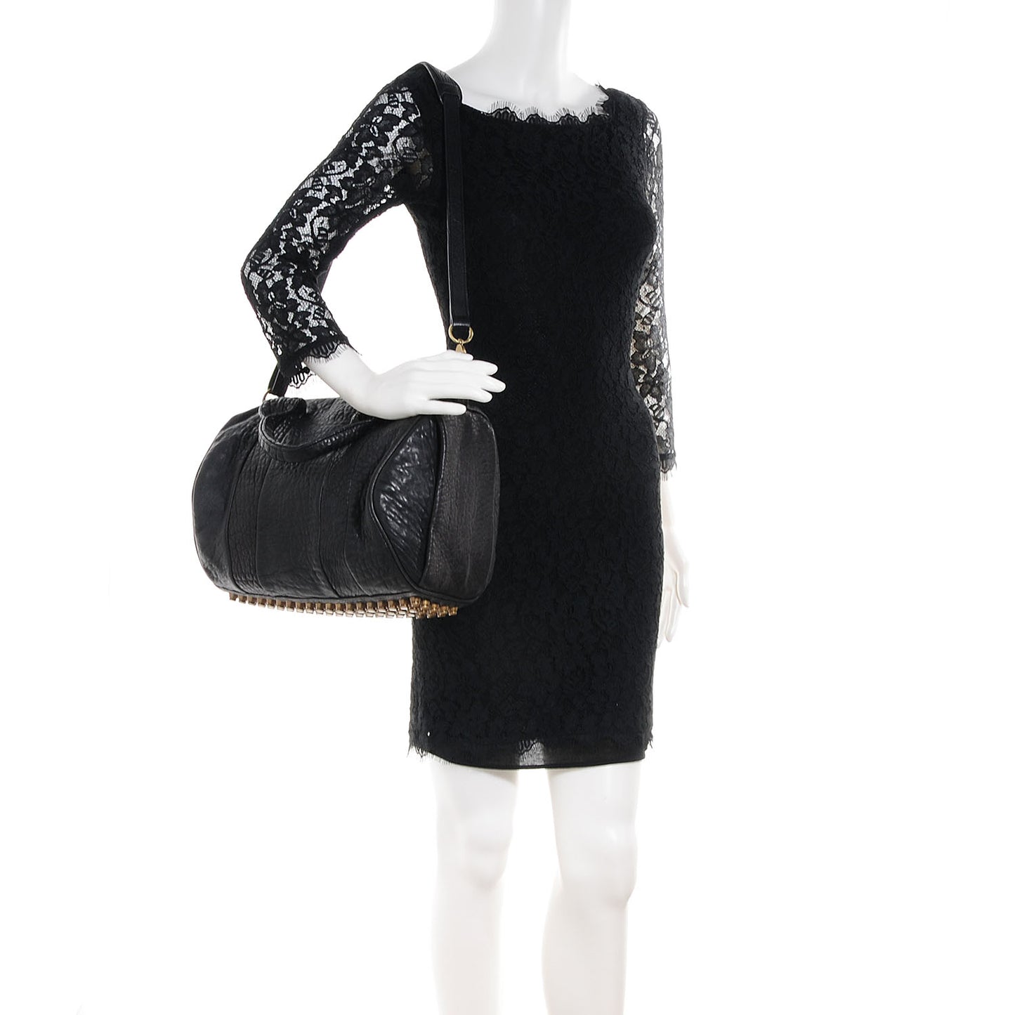Pebbled Lambskin Rocco Black Antique Brass Hardware