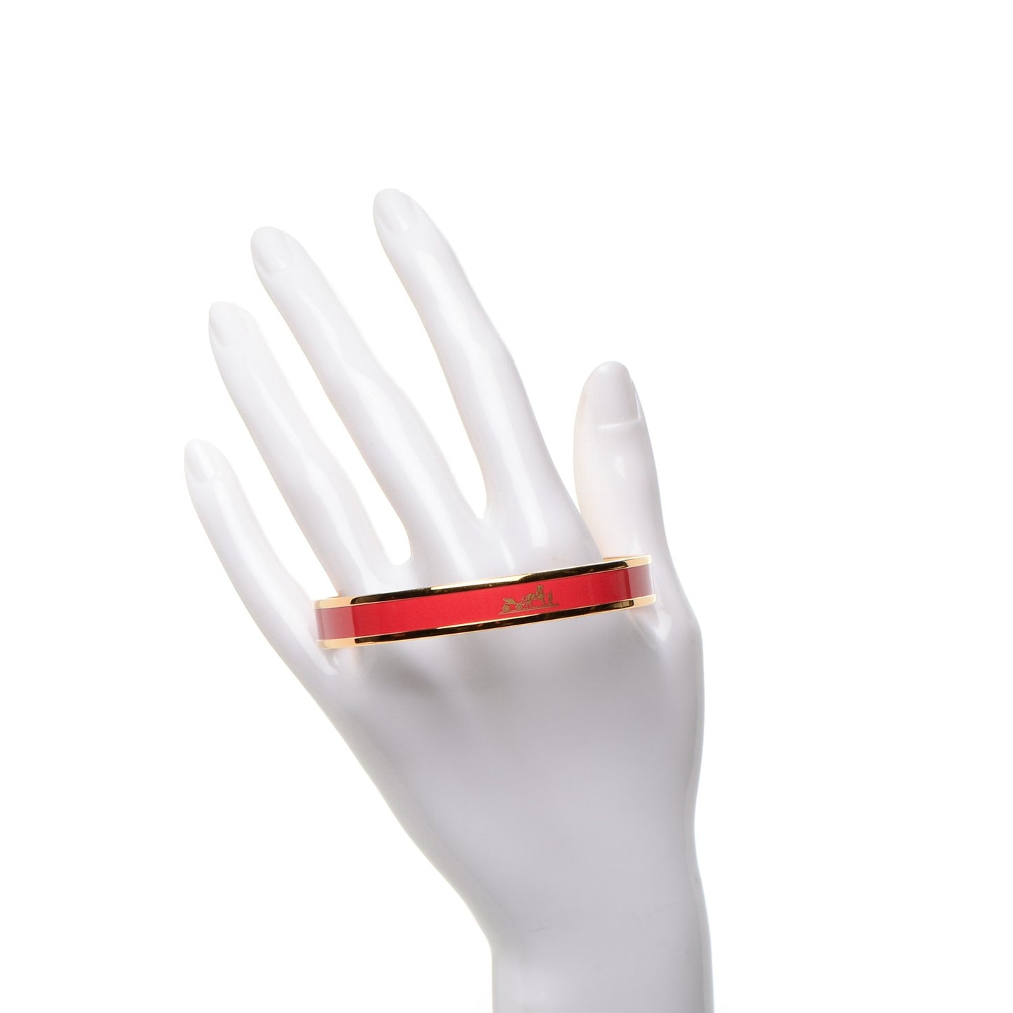 Enamel Printed Caleche Narrow Bracelet 70 Framboise