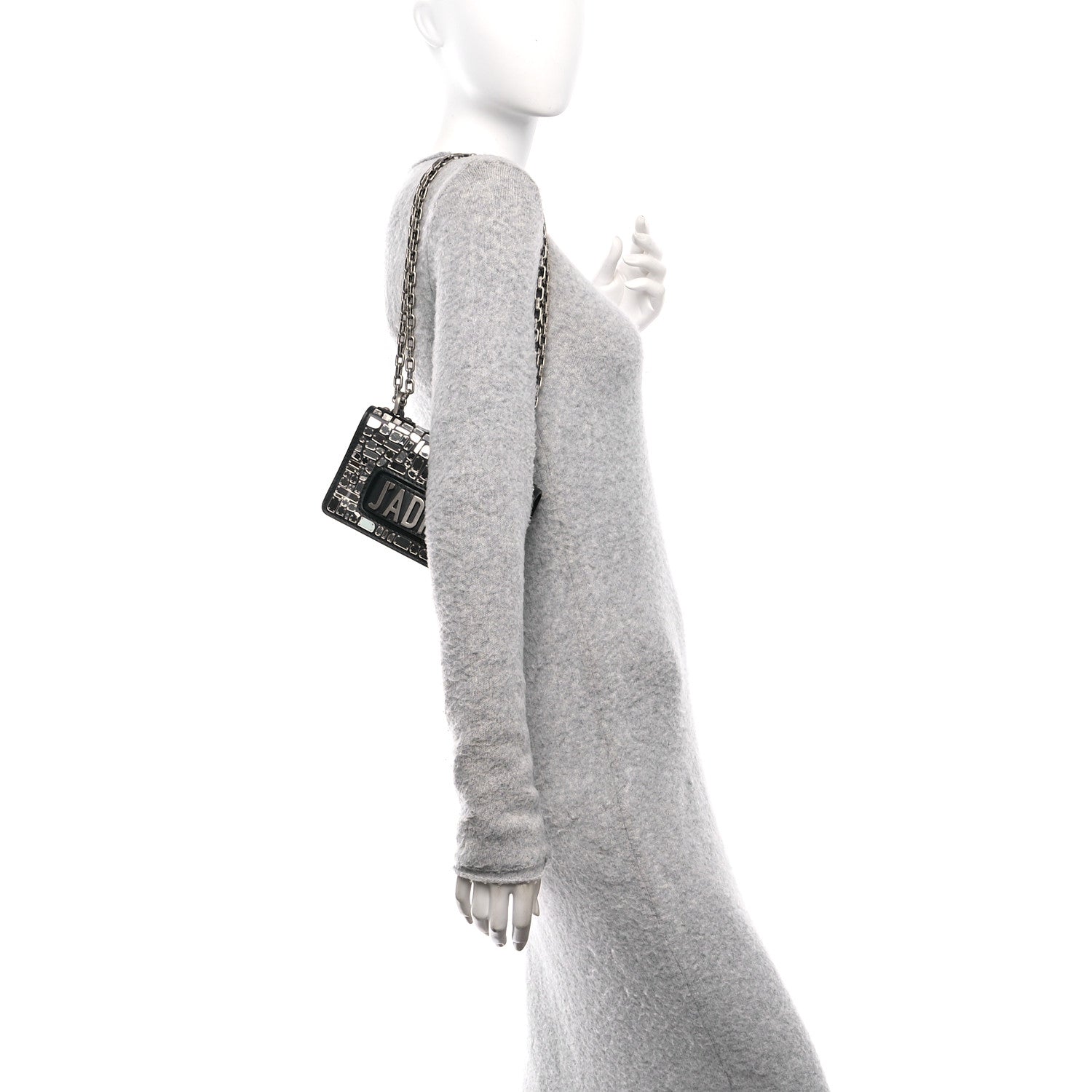 Christian Dior Smooth Calfskin Embroidered Mosaic of Mirrors Mini J'Adior Chain Flap Bag Black 2 of 9