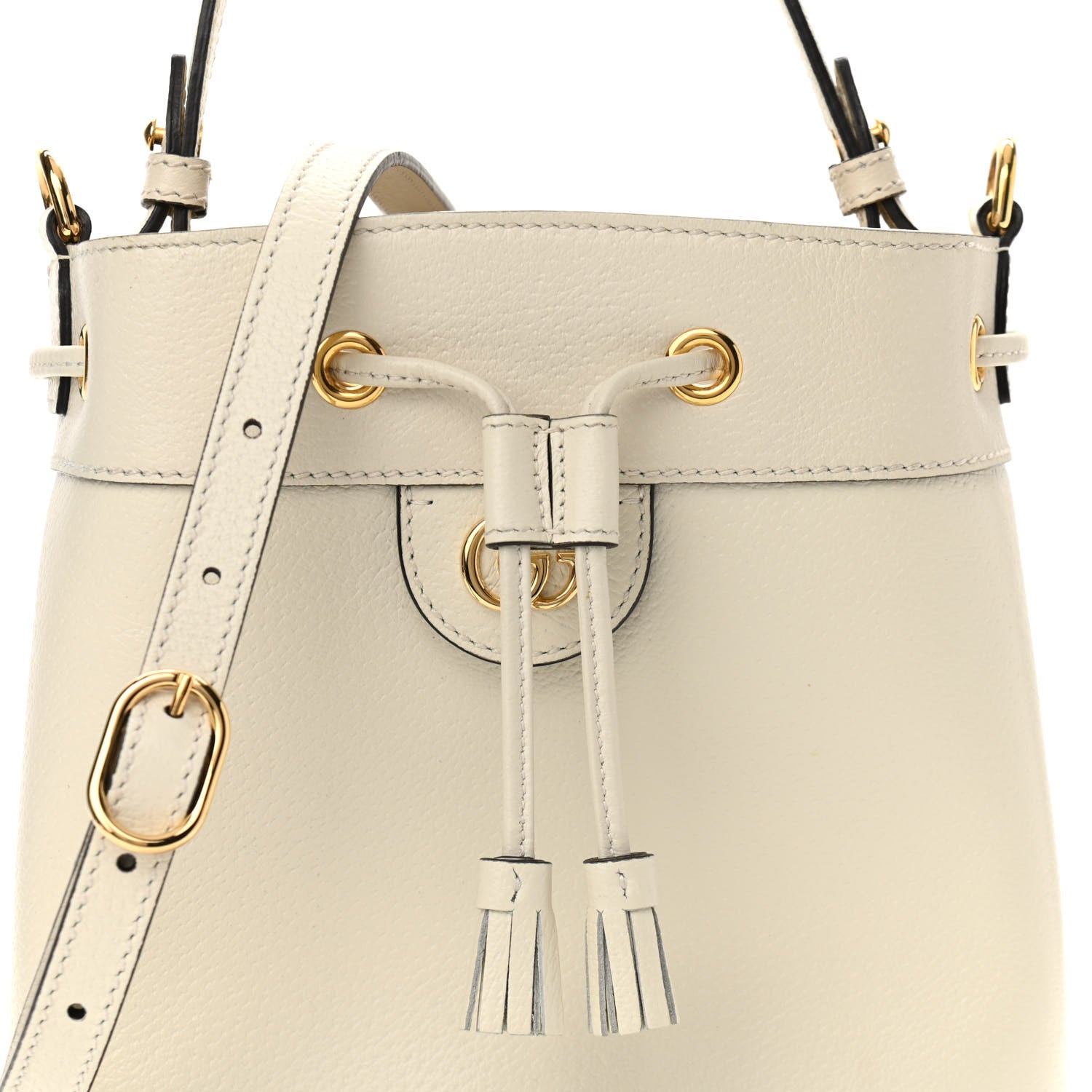 Gucci Glazed Textured Calfskin Web Small Ophidia Bucket Bag Mystic White 8 of 10