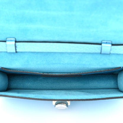 Valentino Garavani Metallic Pebbled Calfskin Small Rockstud Overlay Flap Shoulder Bag Cerulean 5 of 9