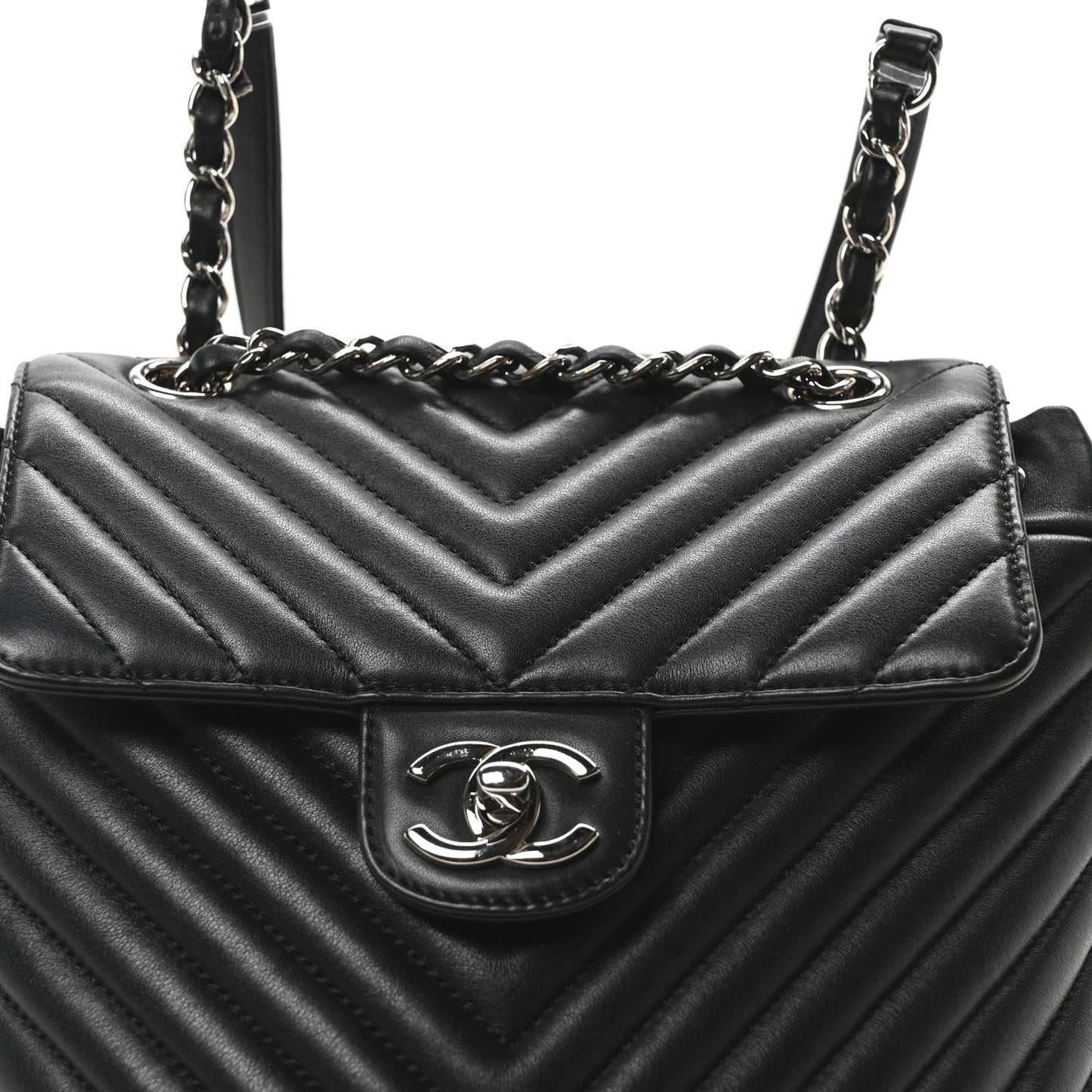 Lambskin Chevron Quilted Small Urban Spirit Backpack Black
