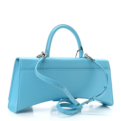 Balenciaga Shiny Box Calfskin Tonal B Hourglass Stretch Top Handle Bag Azur 3 of 9