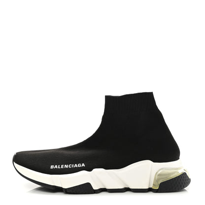 Balenciaga Neoprene Knit Womens Speed Clear Sole Sneakers 37 Black White 1 of 9
