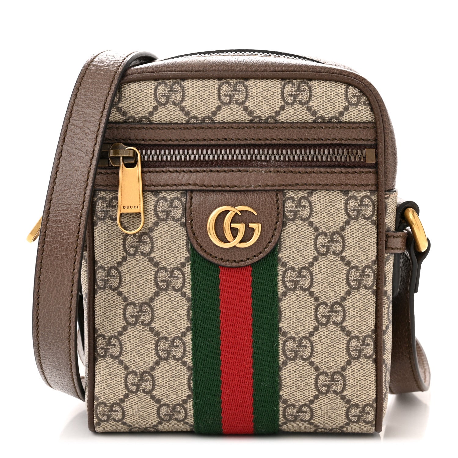 Gucci GG Supreme Monogram Web Mini Ophidia Messenger Brown 1 of 13