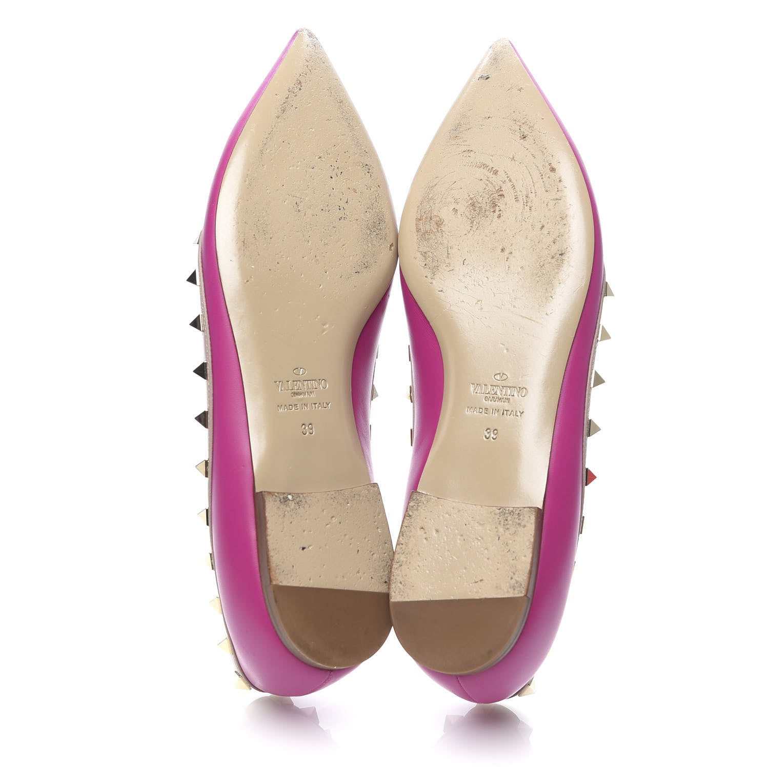 Valentino Garavani Calfskin Nappa Rockstud Ballerina Flats 39 Fuxia Poudre 5 of 12