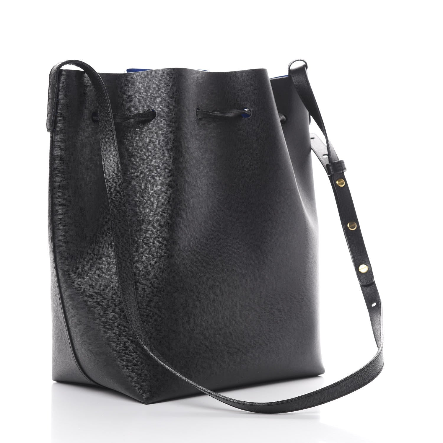 Mansur Gavriel Saffiano Bucket Bag Black Royal 3 of 16