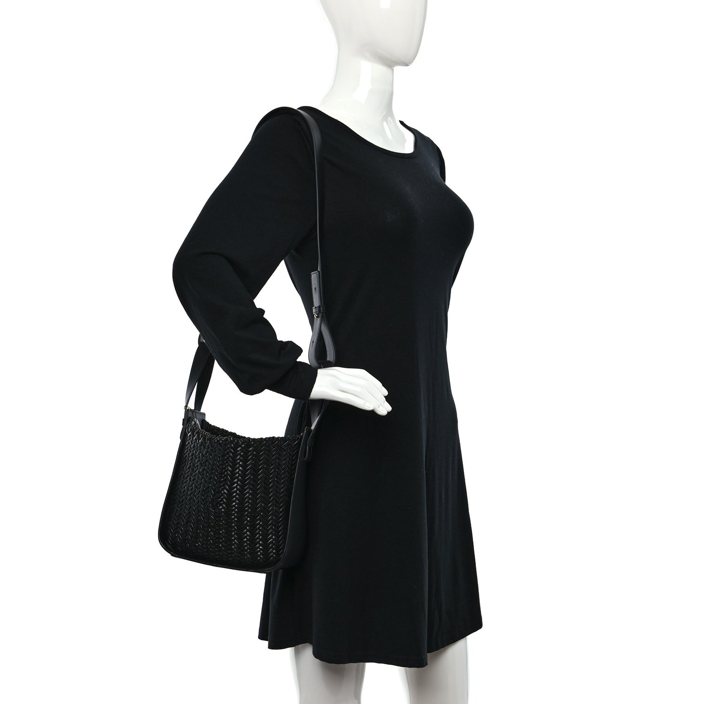 Soft Grained Calfskin Compact Hammock Shoulder Bag Black