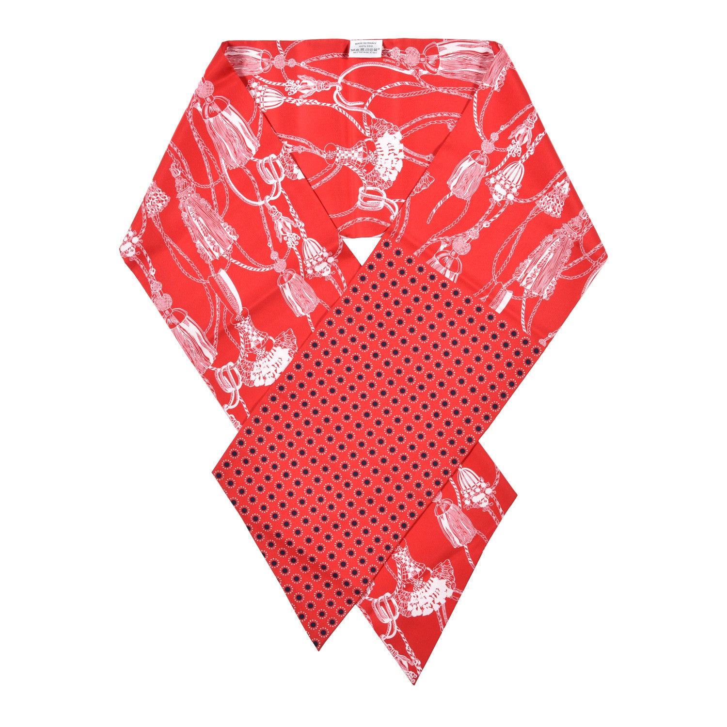 Hermes Silk Passementerie Maxi Twilly Cut Rouge White Marine 1 of 4