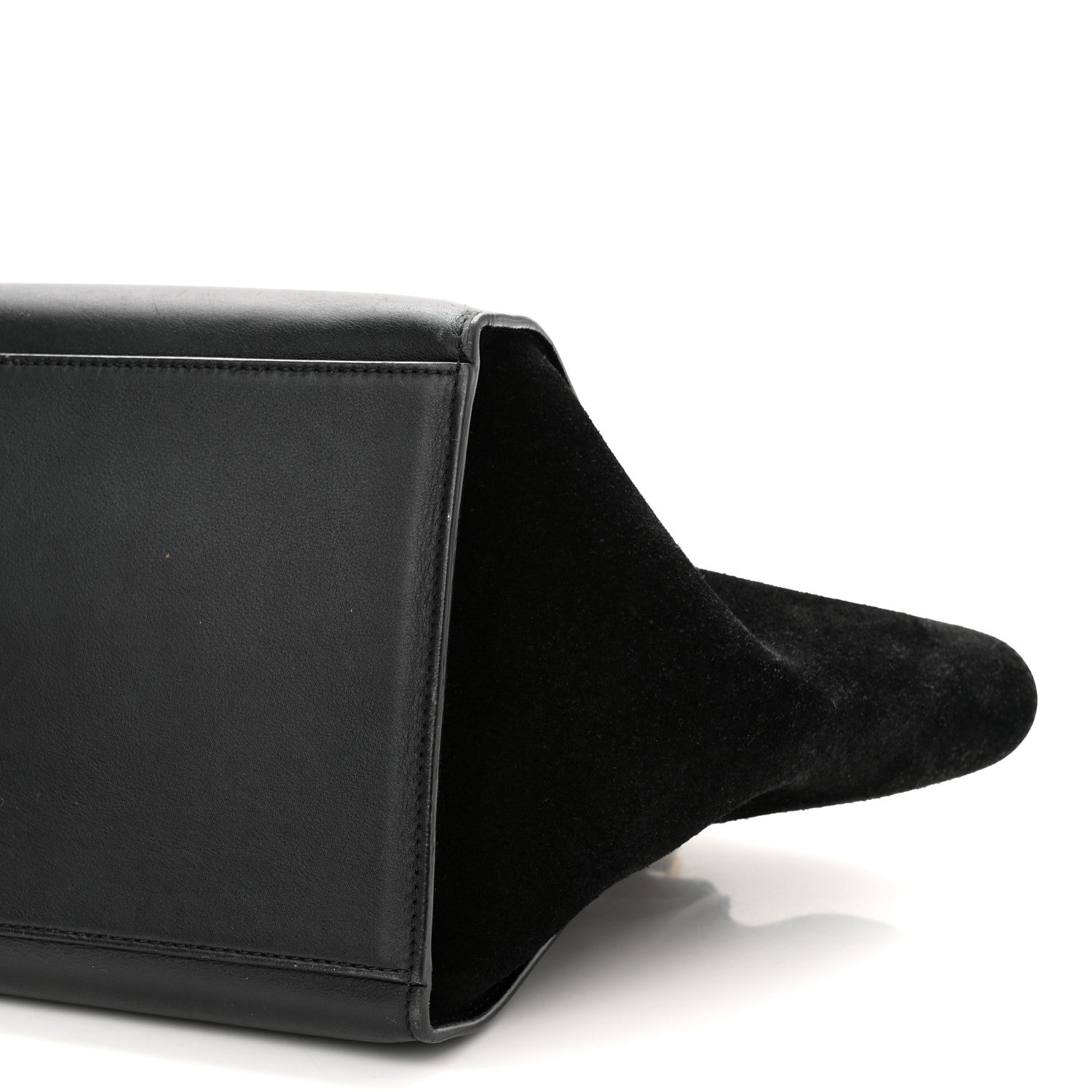 Celine Crocodile Embossed Calfskin Suede Medium Trapeze Black 9 of 15