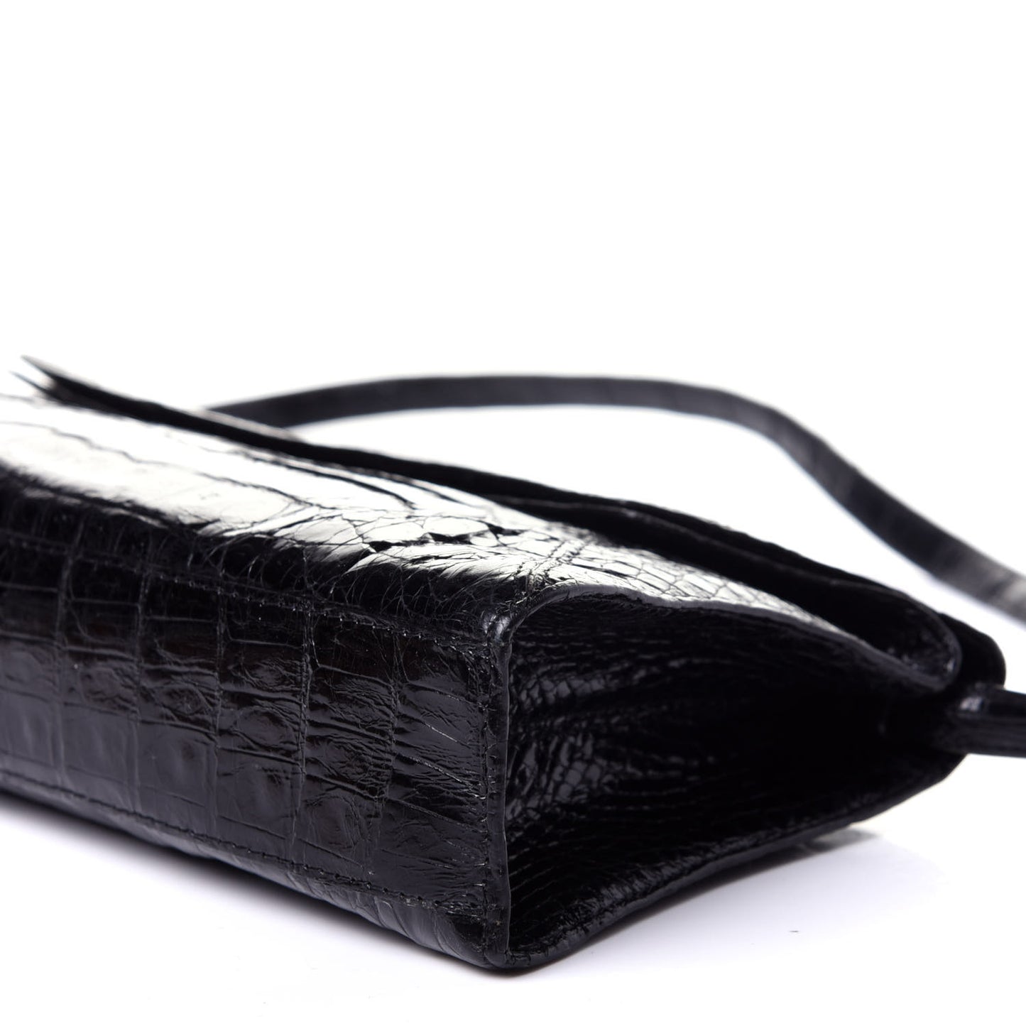 Crocodile Envelope Shoulder Bag Black