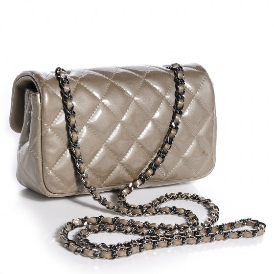 Chanel Patent Quilted Extra Mini Flap Grey 3 of 8