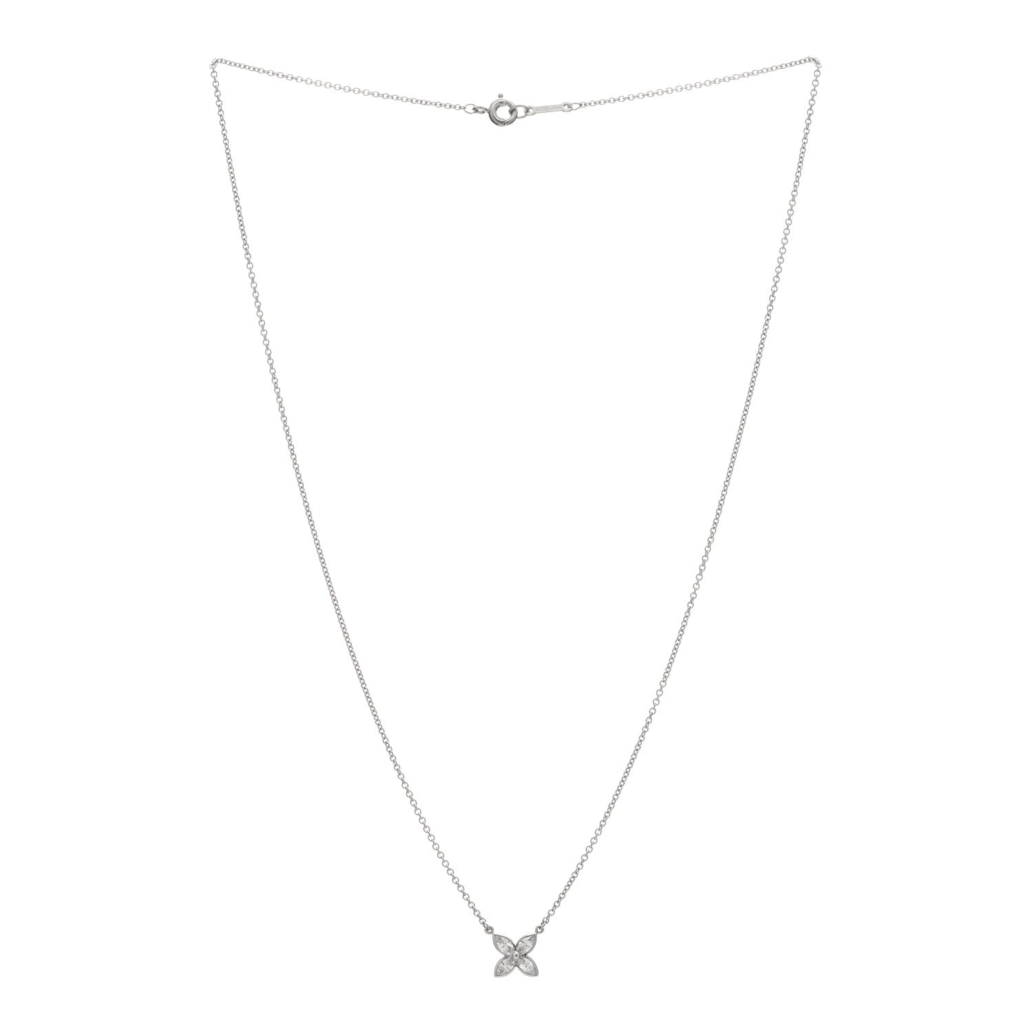 Tiffany Platinum Diamond Small Bezel Set Victoria Necklace 3 of 5