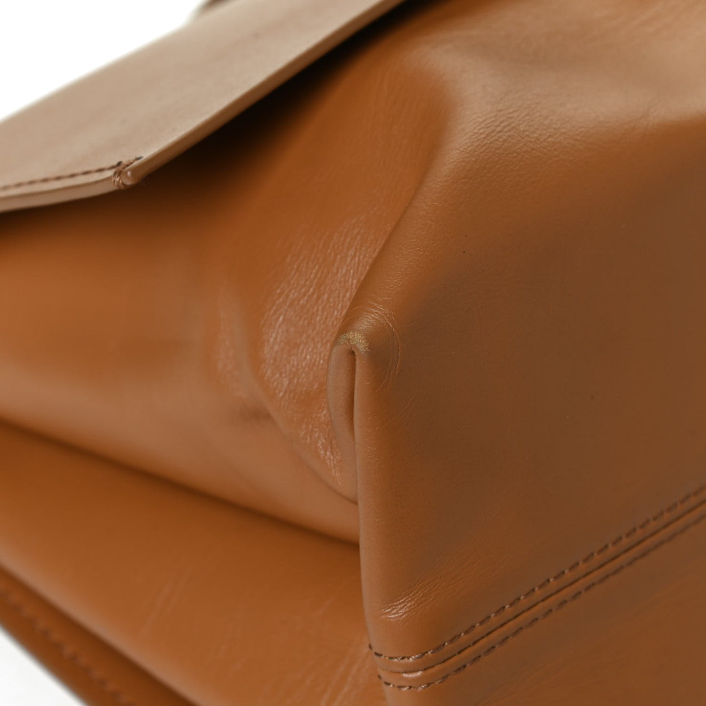 Calfskin Large Binder Clip Soft Shoulder Bag Brown