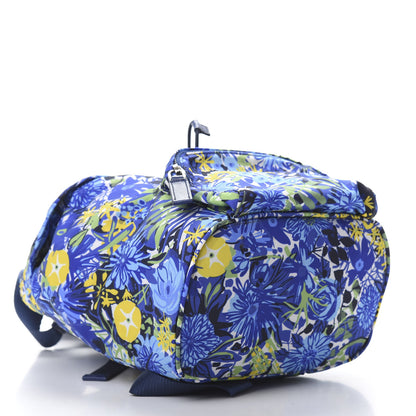 Prada Nylon Saffiano Floral Print Single Buckle Backpack Bluette Dis Primule 3 of 11